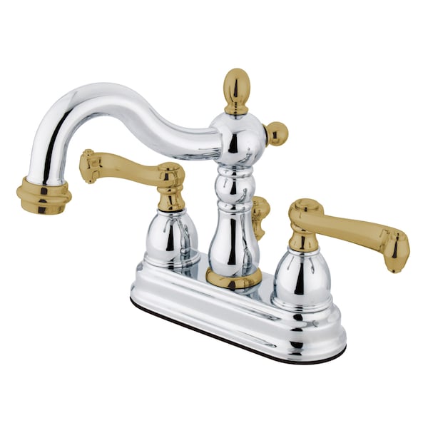 4" Centerset Bathroom Faucet, Chrome/Polished Brass